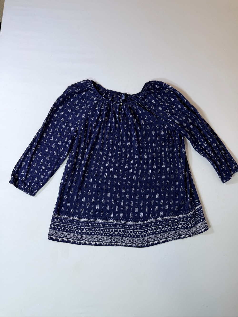 Chaps Navy Blue Printed Peasant Tunic Women’s Sz Large